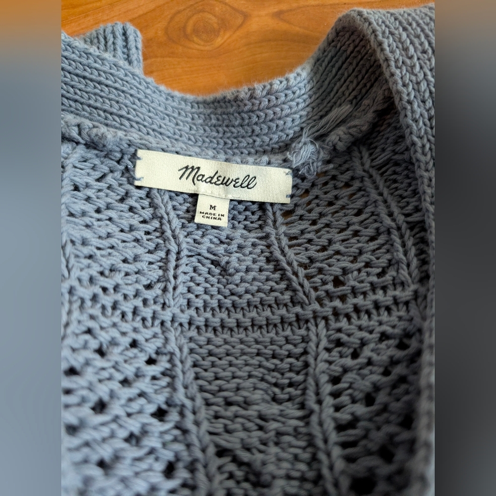 Madewell Women's Cable Knit Cardigan - Dusty Blue M - Picture 2 of 4